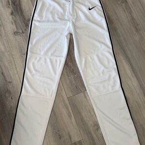 Nike White Baseball Pants with Black Waistband Logo